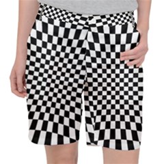 Illusion Checkerboard Black And White Pattern Pocket Shorts
