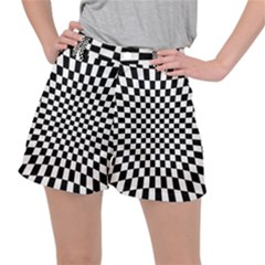 Illusion Checkerboard Black And White Pattern Ripstop Shorts