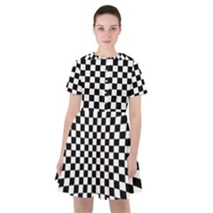 Illusion Checkerboard Black And White Pattern Sailor Dress