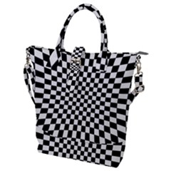 Illusion Checkerboard Black And White Pattern Buckle Top Tote Bag