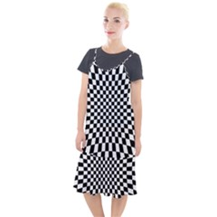 Illusion Checkerboard Black And White Pattern Camis Fishtail Dress