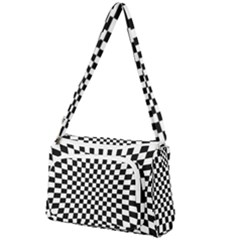 Illusion Checkerboard Black And White Pattern Front Pocket Crossbody Bag