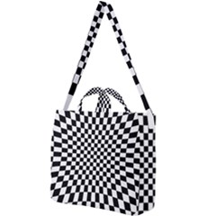 Illusion Checkerboard Black And White Pattern Square Shoulder Tote Bag