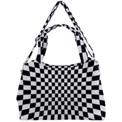 Illusion Checkerboard Black And White Pattern Double Compartment Shoulder Bag