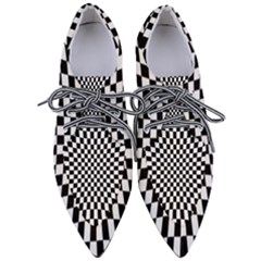 Illusion Checkerboard Black And White Pattern Women s Pointed Oxford Shoes