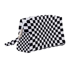 Illusion Checkerboard Black And White Pattern Wristlet Pouch Bag (Medium)