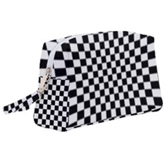 Illusion Checkerboard Black And White Pattern Wristlet Pouch Bag (Large)