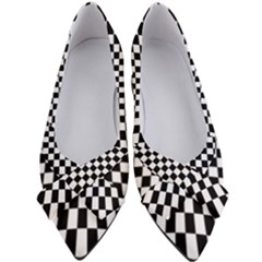 Illusion Checkerboard Black And White Pattern Women s Bow Heels