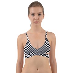 Illusion Checkerboard Black And White Pattern Wrap Around Bikini Top