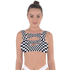 Illusion Checkerboard Black And White Pattern Bandaged Up Bikini Top