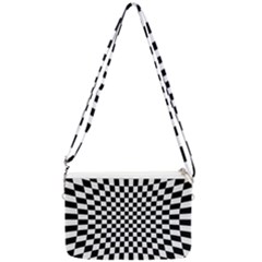 Illusion Checkerboard Black And White Pattern Double Gusset Crossbody Bag