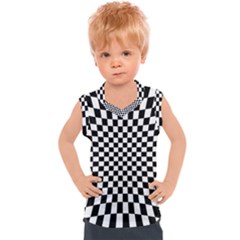 Illusion Checkerboard Black And White Pattern Kids  Sport Tank Top