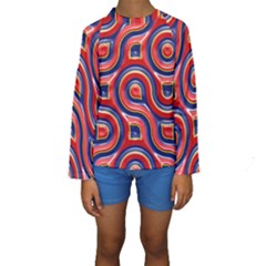 Pattern Curve Design Kids  Long Sleeve Swimwear