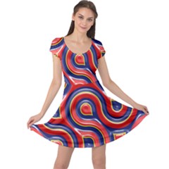 Pattern Curve Design Cap Sleeve Dress