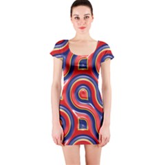 Pattern Curve Design Short Sleeve Bodycon Dress