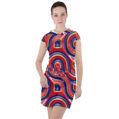 Pattern Curve Design Drawstring Hooded Dress