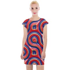 Pattern Curve Design Cap Sleeve Bodycon Dress