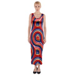 Pattern Curve Design Fitted Maxi Dress