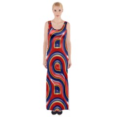 Pattern Curve Design Thigh Split Maxi Dress