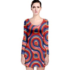 Pattern Curve Design Long Sleeve Velvet Bodycon Dress
