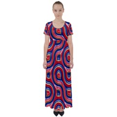 Pattern Curve Design High Waist Short Sleeve Maxi Dress