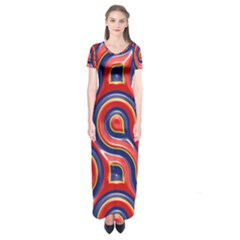 Pattern Curve Design Short Sleeve Maxi Dress