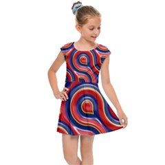 Pattern Curve Design Kids  Cap Sleeve Dress