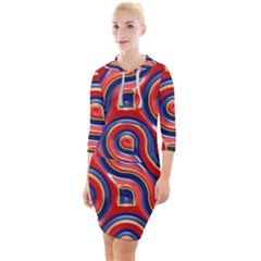 Pattern Curve Design Quarter Sleeve Hood Bodycon Dress