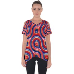 Pattern Curve Design Cut Out Side Drop Tee