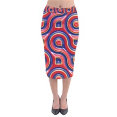 Pattern Curve Design Velvet Midi Pencil Skirt