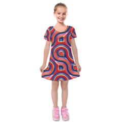 Pattern Curve Design Kids  Short Sleeve Velvet Dress