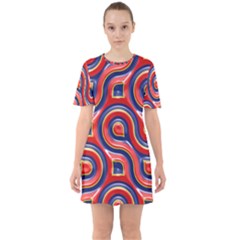 Pattern Curve Design Sixties Short Sleeve Mini Dress