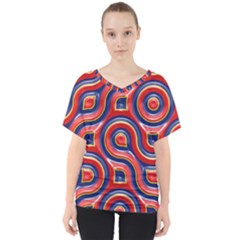 Pattern Curve Design V-Neck Dolman Drape Top