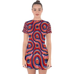 Pattern Curve Design Drop Hem Mini Chiffon Dress
