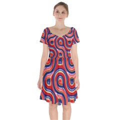 Pattern Curve Design Short Sleeve Bardot Dress