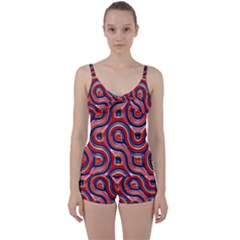 Pattern Curve Design Tie Front Two Piece Tankini