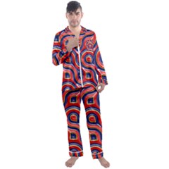 Pattern Curve Design Men s Satin Pajamas Long Pants Set