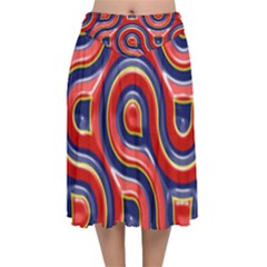 Pattern Curve Design Velvet Flared Midi Skirt