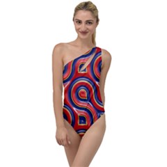 Pattern Curve Design To One Side Swimsuit