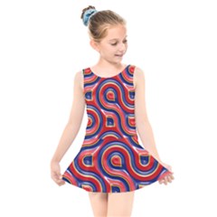 Pattern Curve Design Kids  Skater Dress Swimsuit