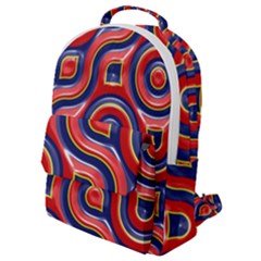 Pattern Curve Design Flap Pocket Backpack (Small)