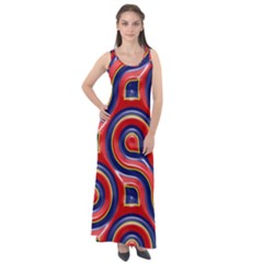 Pattern Curve Design Sleeveless Velour Maxi Dress