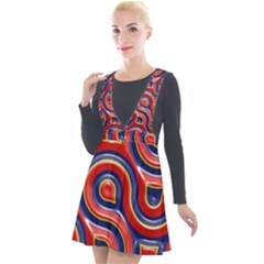 Pattern Curve Design Plunge Pinafore Velour Dress