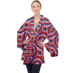 Pattern Curve Design Long Sleeve Velvet Kimono 