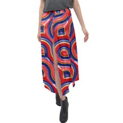 Pattern Curve Design Velour Split Maxi Skirt