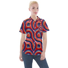 Pattern Curve Design Women s Short Sleeve Pocket Shirt