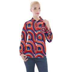 Pattern Curve Design Women s Long Sleeve Pocket Shirt