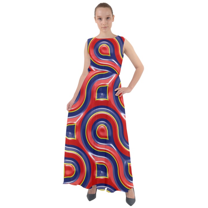 Pattern Curve Design Chiffon Mesh Boho Maxi Dress