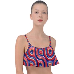 Pattern Curve Design Frill Bikini Top