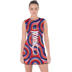 Pattern Curve Design Lace Up Front Bodycon Dress
